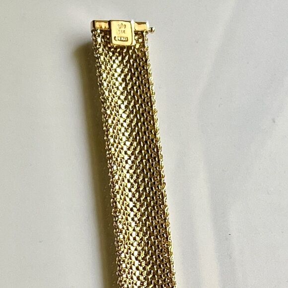 14K Yellow Gold Polished Mesh Bracelet – 7.25", 18.75mm, Solid, 29.5g - Picture 7 of 12